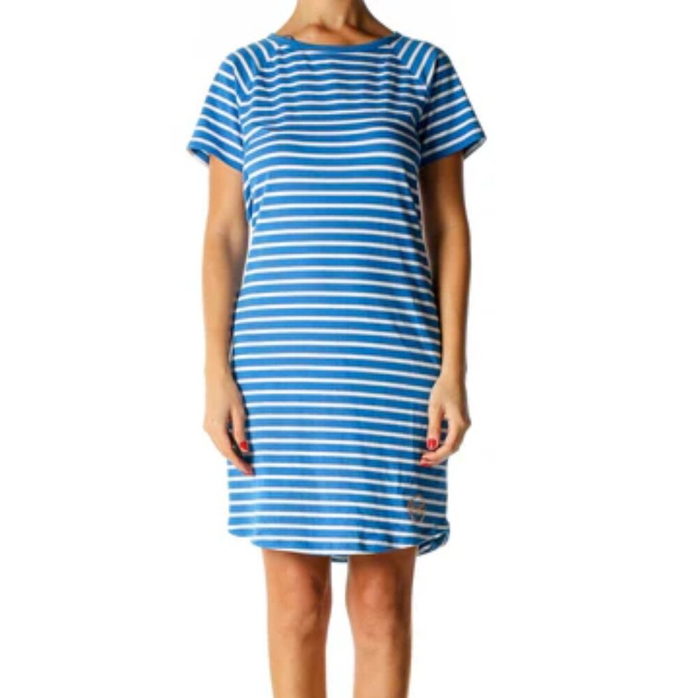 Blue Striped Classic Shift Dress - Picture 1 of 1